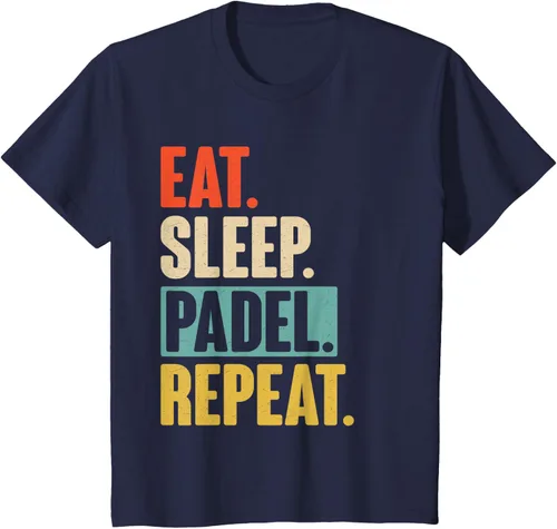 Vista 76 de Eat Sleep Padel Repeat - Camiseta de pádel retro vintage, Negro