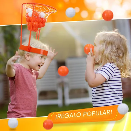 Vista 7 de Juego de Baloncesto de Aro de Cabeza para Fiesta de Carnaval para Niños y Adultos, Portátil Ajustable con Banda para la Cabeza y Red de Canasta