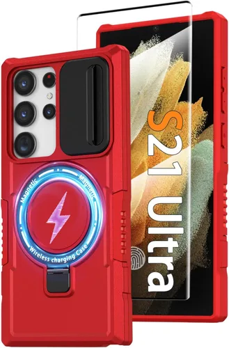 Vista 34 de Funda magnética para Samsung Galaxy Note 20 Ultra con soporte de anillo [con protector de pantalla] [Compatible con carga inalámbrica MagSafe] Funda
