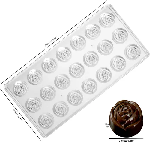 Vista 2 de Funshowcase Rosa, corazón, cúpula, diamante, forma ovalada molde de chocolate de plástico 6 piezas Set tamaño de mordida