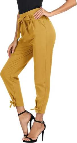 Vista 3 de GRACE KARIN - Pantalón deportivo tipo lápiz para mujer, diseño informal de tiro alto para trabajo, con lazo y bolsillos