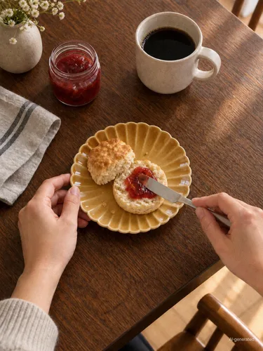 Vista 3 de WENSHUO Juego de 6 platos de cerámica para desayuno, 6.7 pulgadas, pétalos Amarillo ámbar