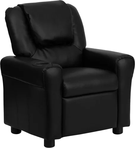 Vista 21 de Flash Furniture - Sillón reclinable contemporáneo para niños, color beige vinilo con base para vasos y reposacabezas