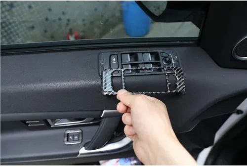 Vista 3 de YIWANG Interruptor de elevación de ventana de coche de fibra de carbono real, marco de botón, 4 unids para Land Rover Discovery Sport 2015-2019