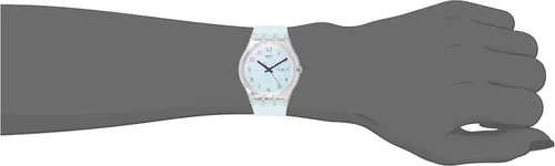 Vista 4 de Swatch GE713 - Reloj analógico de cuarzo para mujer con correa de silicona, Turquesa, talla única , Pulsera