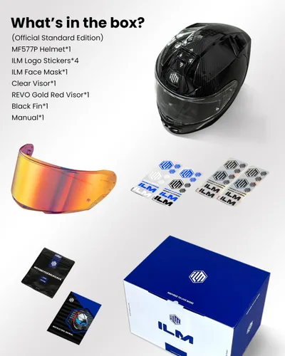 Vista 5 de ILM - Cascos de motocicleta de fibra de carbono de cara completa para adultos, con certificaciones DOT y ECE, Casco de Carreras MF577P