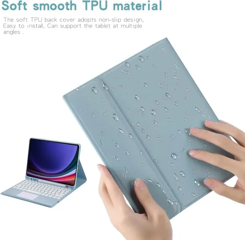 Vista 5 de Funda de teclado para Samsung Galaxy Tab A8 de 10.5 pulgadas 2022 - Trackpad multitáctil, funda desmontable con teclado inalámbrico para tableta