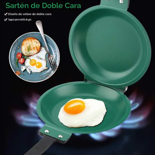 Vista 2 de Doble lado antiadherente revestimiento de cerámica Flip Sartén,Pancake Maker Utensilios de cocina para el hogar,Pan para panqueques