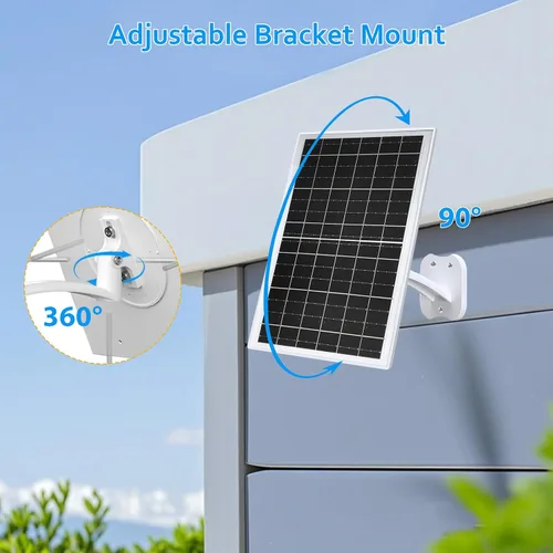 Vista 7 de Zivif Panel Solar USB de 13W para Cámaras de Seguridad, Cargador Solar con Cable USB-C, DC 5.5x2.1mm y Puerto Micro USB, Resistente al Agua IP66