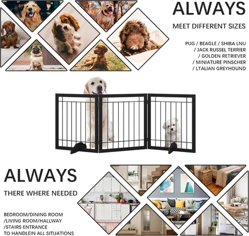 Vista 3 de JSB Puerta para perros de 72 pulgadas extra ancha de 28 pulgadas de altura, puerta para mascotas independiente para pasillos, escaleras y hogar