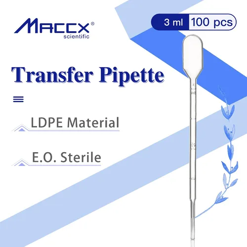 Vista 2 de 100 pipetas de transferencia estériles, vol. 0.1 fl oz, 0.0 fl oz graduadas, 5.512 in de largo, pipetas de aceites esenciales