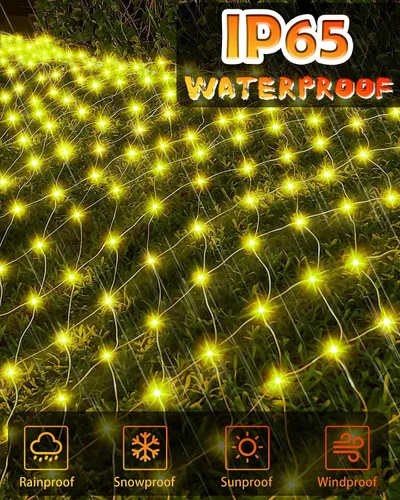 Vista 4 de Luces de Red de Halloween de 9.8 x 6.6 pies, 200 Luces LED de Malla para Exteriores con 8 Modos, Luces de Cadena Impermeables para Arbusto
