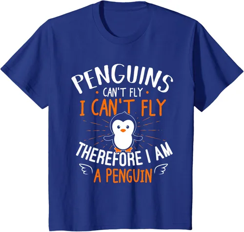 Vista 63 de Penguins Can't Fly Shirt - Camiseta de regalo para amantes de los pingüinos, Azul Azul Marino