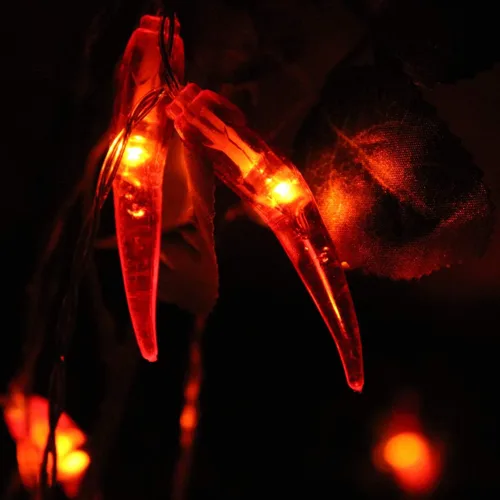 Vista 4 de Guirnalda de luces de chile rojo, 10 pies, 20 luces LED de chile, funciona con pilas, luces de hadas Contol para bodas, Año Nuevo chino, festival