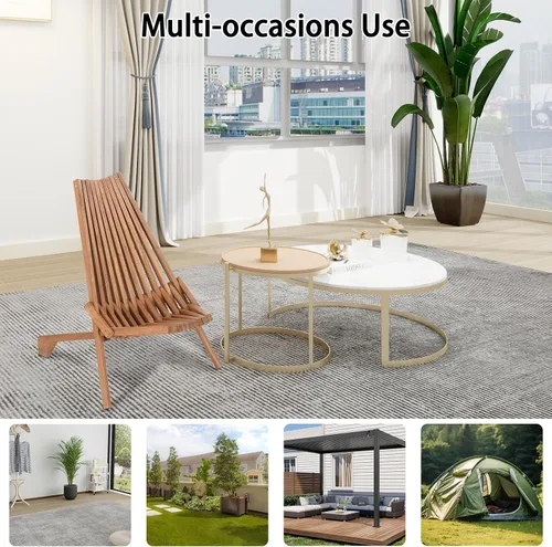 Vista 8 de Tumbona Adirondack plegable de madera, moderna de perfil bajo, silla de patio y porche para todo tipo de clima, sillas de salón para fogatas al aire