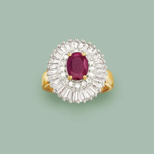 Vista 4 de Ross-Simons 1.50 Carat Ruby and 2.00 ct. t.w. White Topaz Ring in 18kt Gold Over Sterling