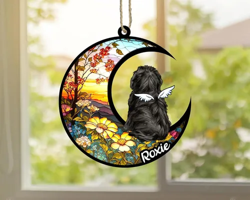 Vista 204 de LOVELYPOD Adorno de Navidad personalizado para perro Basset Hound (marrón) Basset Hound (marrón) adorno para atrapasoles de perro, razas de perros