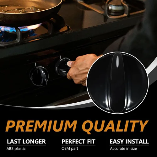 Vista 2 de 316442513 - Pomo de estufa para horno de gas, color negro, compatible con Frigidaire, Kenmore, quemador Sears (1 unidad)
