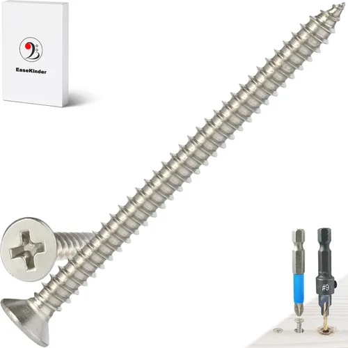 Vista 33 de Tornillos para madera, 120 tornillos Phillips de cabeza plana, tornillo de acero inoxidable 304 con kit de avellanado de madera ajustable (#4 x 1)