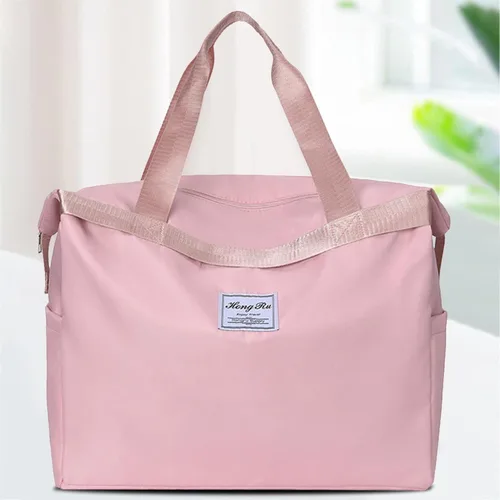 Vista 5 de Bolsas de lona de viaje, bolsa deportiva de gran capacidad, expandibles, bolsas de gimnasio ligeras para hombres y mujeres, Rosado, Classic