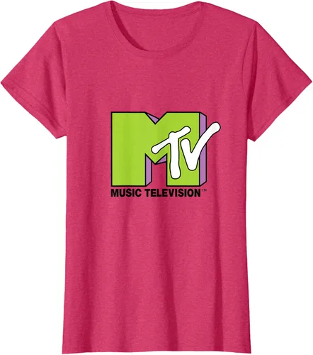 Vista 6 de Camiseta de tratamiento de relleno con logotipo MTV verde lima y morado, Negro, S Azul Marino