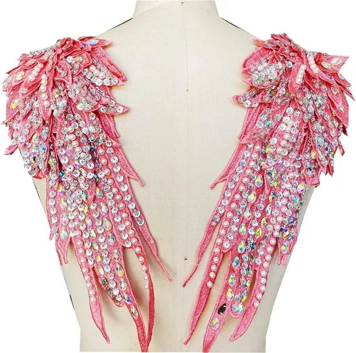 Vista 8 de Hecho a mano de 18 colores para coser diamantes de imitación de perlas de encaje apliques de perlas para coser a mano, parches para accesorios