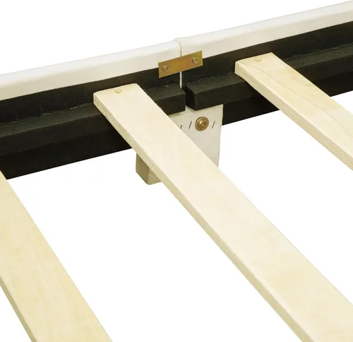 Vista 9 de Cama de plataforma tapizada de tamaño individual con cabecero en forma de oso y rayas de luz incrustadas, bonito marco de cama de plataforma
