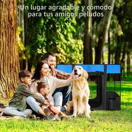 Vista 8 de Corralito para perros, corralito para mascotas, corralito plegable para cachorros y gatos, jaula de camping portátil para ejercicio, cubierta