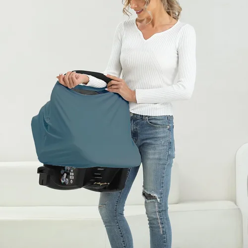 Vista 2 de Funda de asiento de automóvil transpirable para bebés – Funda de lactancia de rayón suave multiusos para lactancia materna, toldo de asiento