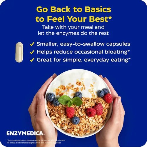 Vista 4 de Enzymedica Cápsulas básicas para digestión, 29050, 30, 1, 1 Digestive Enzyme Supplement for Women & Men, Enzyme Capsules for Digestion, Gut Health