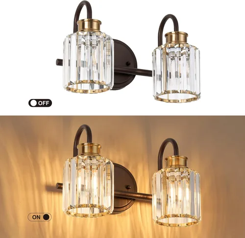 Vista 3 de ORB Accesorios de Iluminación para Baño con Pantalla de Cristal K9 Iluminación de Baño Sobre Espejo Luces de Tocador para Sala de Estar, Dormitorio