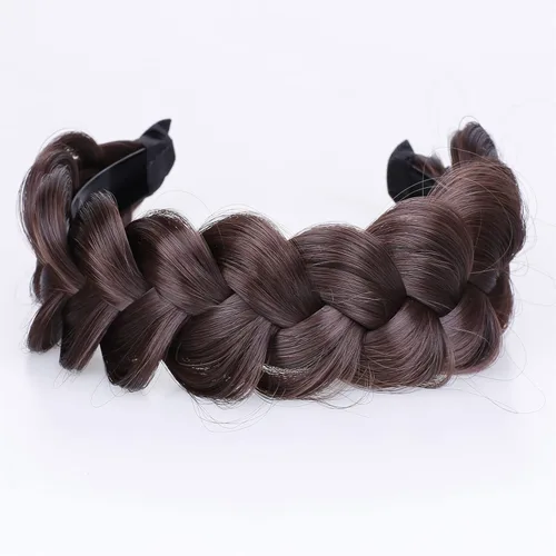 Vista 9 de Diadema trenzada de pelo sintético, aro de pelo clásico, grueso, ancho, trenzado, peluca de trenzas esponjosas, accesorio de belleza para mujeres
