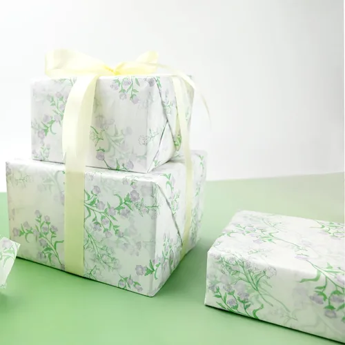 Vista 4 de TINYFUTURE - 100 hojas de papel de seda para envolver regalos con flores, papel reciclable de follaje botánico para bolsas de regalo para bodas