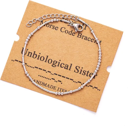 Vista 152 de JoycuFF Pulseras inspiradoras de código morse para mujeres, cuentas de plata, joyería con mantra de motivación, regalos para ella