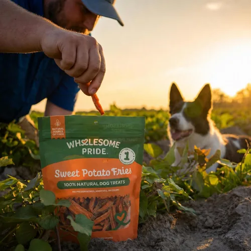 Vista 6 de Wholesome Pride Sweet Potato Fries Healthy Dog Treats, 1 Ingredient, 8 oz Sin conservantes, 100% batata, suavemente deshidratado, apoya