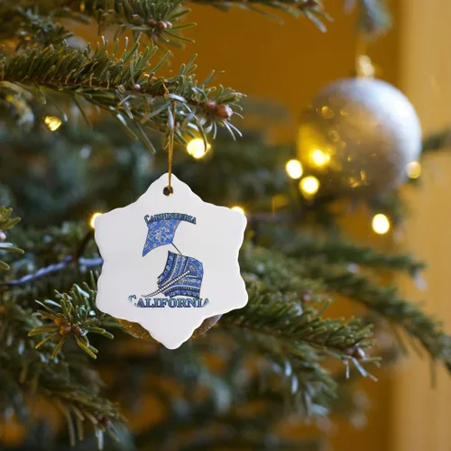 Vista 7 de 3 inch Snowflake Porcelain Ornament - Blue Tribal Stingray for Any Vacation to Carpinteria, California Creative Studios Tribal Stingrays