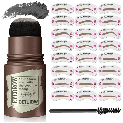 Vista 2 de Kit de plantillas para cejas y cejas, kit de plantillas para cejas para principiantes, 24 kits de modelado de cejas reutilizables y lavables, kit
