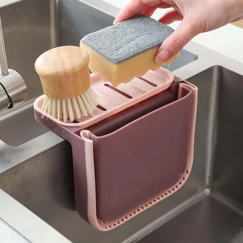 Vista 6 de Alkyne Cubo de basura de separación seca y húmeda para fregadero, papelera debajo del fregadero, papelera de cocina, cesta de drenaje telescópica