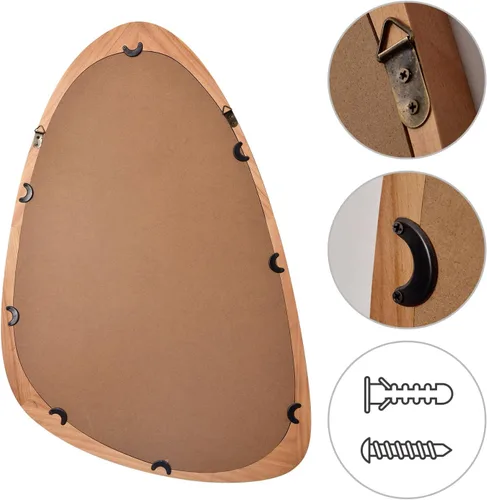 Vista 4 de Wood Asymmetrical Mirror for Decor,19.5x30.5"Organic Irregular Wall Mirrors Marrón