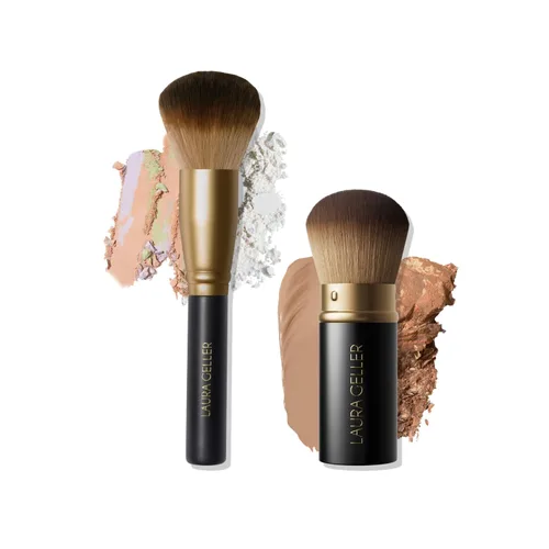 Vista 17 de LAURA GELLER NEW YORK - Brocha retráctil con mango de aluminio Kabuki, para todo el maquillaje facial y base para maquillaje facial líquido, crema