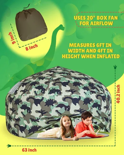 Vista 2 de Skywin Tienda de Aire para Niños (77" x 50" pulgadas) Se Arma en 30 Seg, Carpas para Niños Pequeños de Interior para Juego Imaginativo, Fuertes