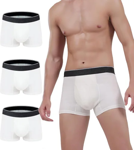 Vista 10 de AIRCUTE Calzoncillos tipo bóxer absorbentes para hombre, para incontinencia de orina, con apertura frontal a prueba de fugas, paquete de 3