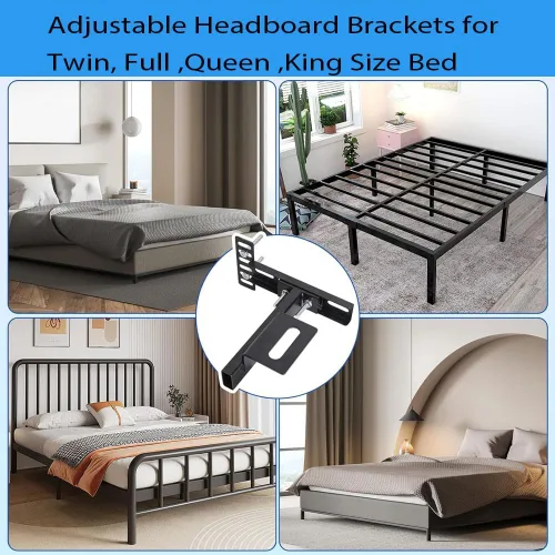 Vista 2 de Soportes de cabecera ajustables para marco de cama de metal, soportes universales para cabecero con kit de extensión de estribo para cama