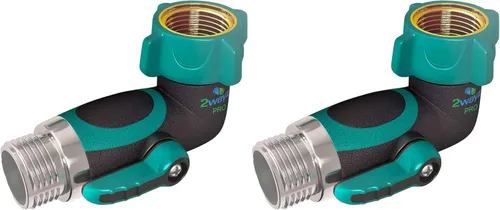 Vista 7 de 2WAYZ Codo de manguera de metal 45, adaptador de manguera resistente y conector de ángulo con válvula de cierre de agua