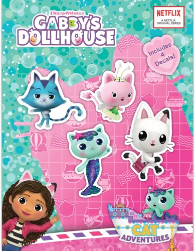 Vista 9 de DreamWorks Gabby's Dollhouse - Juego de 3 calcomanías de vinilo para botella de agua, bicicleta, casco, laptop, monopatín, coche, vinilo resistente