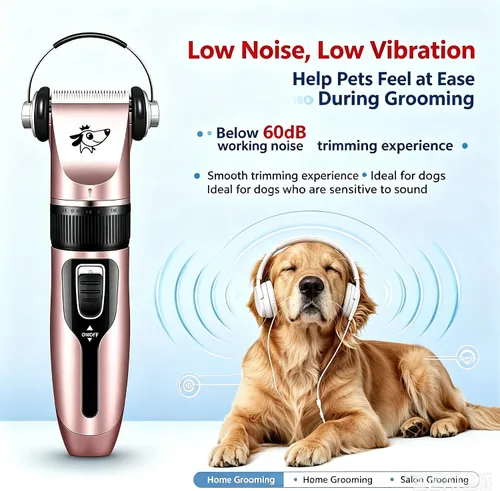 Vista 6 de Pink Cordless Dog Clippers for Small Dogs & Cats, Grooming Kit