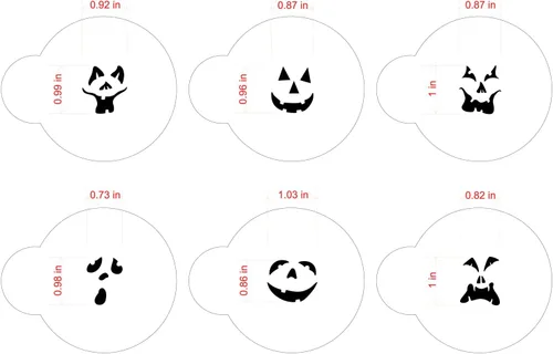 Vista 5 de Designer Stencils 742 mini plantillas de galletas Jack-o-Lantern Faces, Beige/semitransparentes
