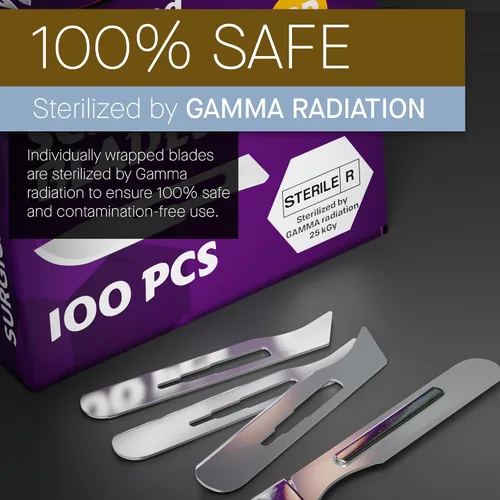 Vista 2 de Hojas 10r Dermaplaning 0.7mm Extra Anchas Paquete de 100 Hojas Quirúrgicas 10r, Tamaño 10r Hojas de Bisturí, Acero de Alto Carbono Dermablade Hojas