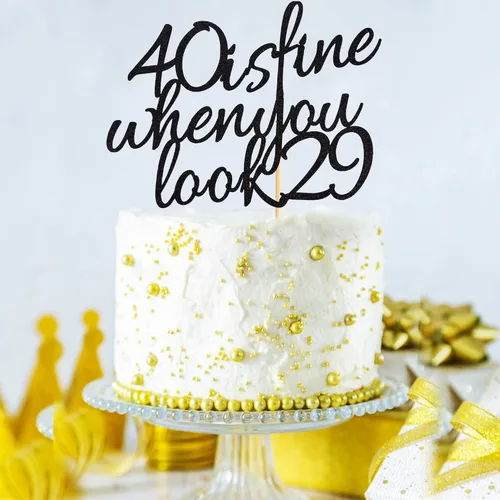 Vista 5 de Arthsdite 40 Is Fine When You Look 29 – Decoración para pastel de cumpleaños – 40 cumpleaños para mujeres, jefas, esposa, compañeros de trabajo