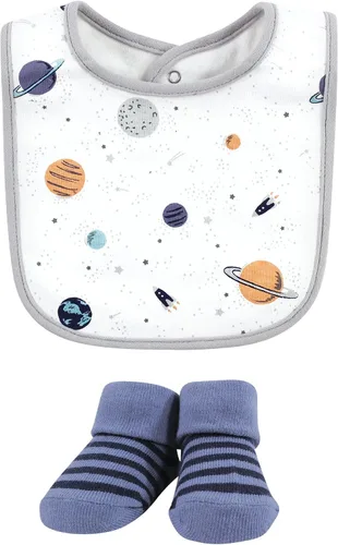 Vista 63 de Hudson Baby Conjunto de babero y calcetines unisex de algodón para bebé